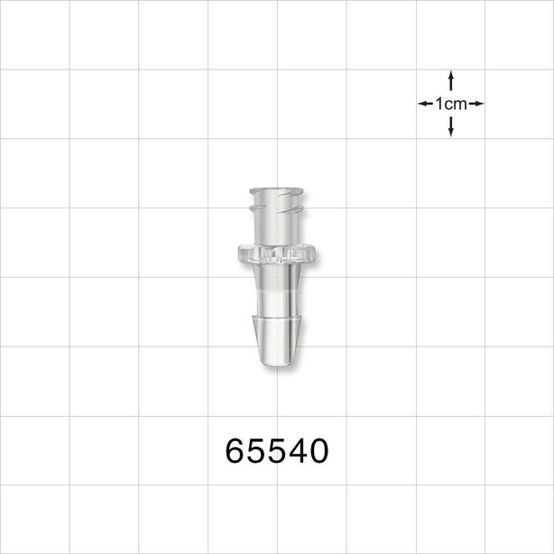 Female Luer Lock, Barbed, Clear - Fits 3/16 inch ID Tubing (0.188 inch, 4.76 mm) - 65540