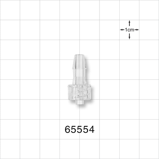Male Luer Lock, Barbed, Clear - Fits 3/16 inch ID Tubing (0.188 inch, 4.76 mm) - 65554