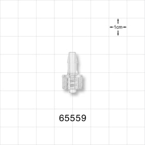 Male Luer Lock, Barbed, Clear - Fits 5/32 inch ID Tubing (0.156 inch, 3.97 mm) - 65559