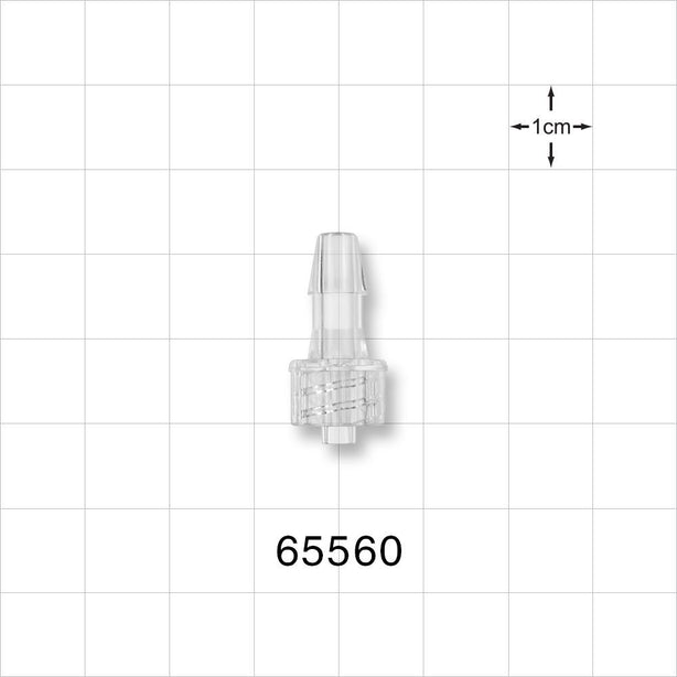 Male Luer Lock, Barbed, Clear - Fits 3/16 inch ID Tubing (0.188 inch, 4.76 mm) - 65560