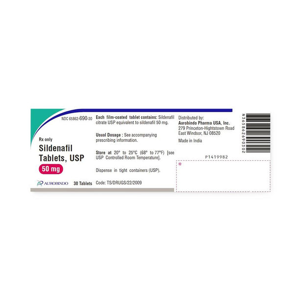 Aurobindo Pharma Sildenafil Oral Tablets 65862-0690-30 - - MDL-65862-690-30