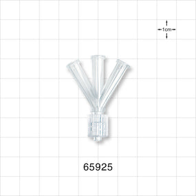 Y Connector, 4-Way, 3 Female Luer Locks, Male Luer w/Spin Lock, Clear -  - 65925