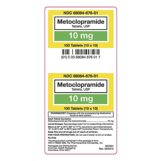 American Packaging Oral Metoclopramide 10mg Unit Dose Tab 100 per Box - 68084-0676-01 - 1 Box