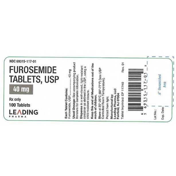 LEADING PHARMA Oral Furosemide 40mg Tab 100/Bt - 69315-0117-01