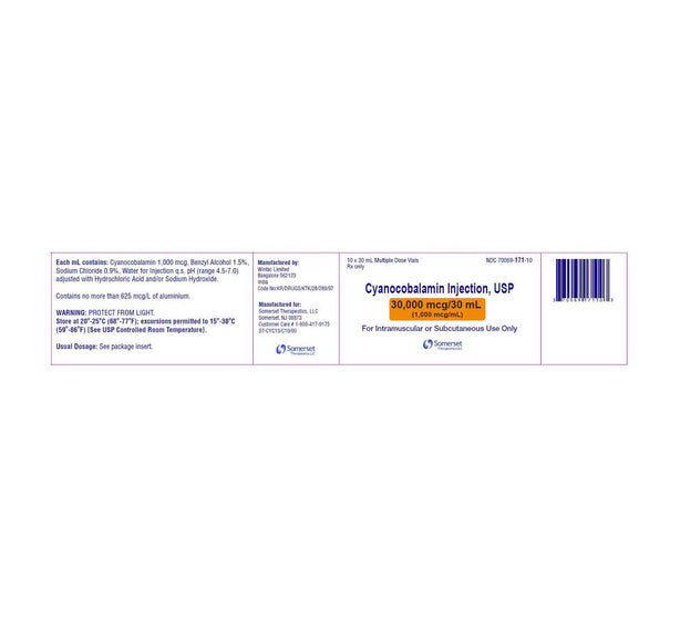 Somerset Therapeutics, LLC American Regent Cyanocobalamin Injections 70069-0171-10 - 10.0 Each