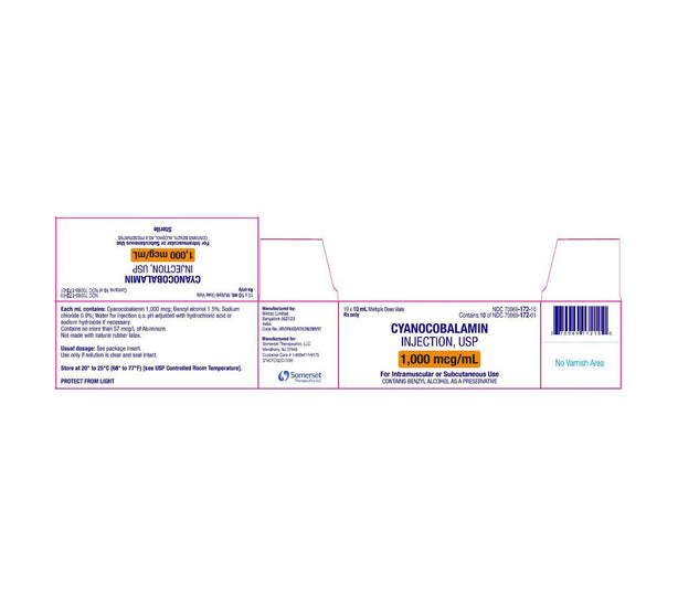 Somerset Therapeutics, LLC American Regent Cyanocobalamin Injections 70069-0172-10 - 10.0 Each
