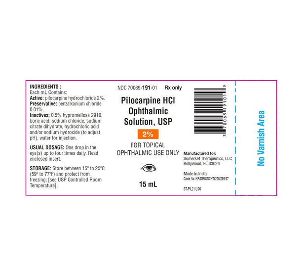 Somerset Therapeutics, LLC Pilocarpine HCL Ophthalmic 70069-0191-01 - 1.0 Each