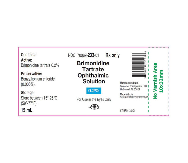 Brimonidine Tartrate Ophthalmic - 70069-0233-01 - 1 Each - MDL-70069-233-01