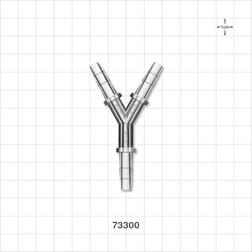 Y Connector, Barbed, Clear - Fits 3/16 inch ID Tubing (0.188 inch, 4.76 mm) - 73300
