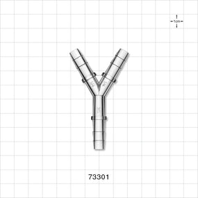 Y Connector, Barbed, Clear - Fits 1/4 inch ID Tubing (0.25 inch, 6.35 mm) - 73301