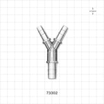 Y Connector, Reducer, Barbed - Fits 1/4 inch ID Tubing (0.25 inch, 6.35 mm); Fits 3/8 inch (0.375 inch, x 9.53 mm) - 73302