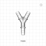 Y Connector, Barbed, Clear - Fits 3/8 inch ID Tubing (0.375 inch , 9.53 mm) - 73305