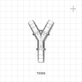 Y Connector, Barbed, Clear - Fits 3/8 inch ID Tubing (0.375 inch , 9.53 mm) - 73305