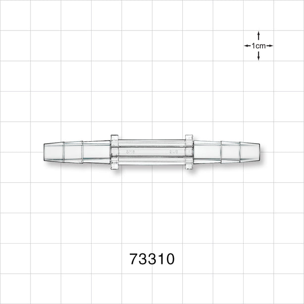Straight Connector, Barbed, Clear - Fits 3/16 inch ID Tubing (0.188 inch, 4.76 mm) - 73310