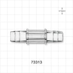 Straight Connector, Barbed, Clear - Fits 1/2 inch ID Tubing (0.5 inch, 12.7 mm) - 73313