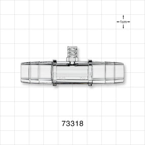 Straight Connector, Barbed, Female Luer Lock Side Port, Clear - Female Luer Lock Top Port; Sideports Fit 1/2 inch ID Tubing (0.5 inch, 12.7 mm) - 73318