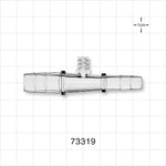 Straight Connector, Reducer, Barbed, Female Luer Lock Side Port, Clear - Fits 3/8 inch x 1/4 inch ID Tubing (0.375 inch x 0.25 inch, 9.53 mm x 6.35 mm) - 73319