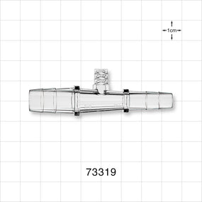 Straight Connector, Reducer, Barbed, Female Luer Lock Side Port, Clear - Fits 3/8 inch x 1/4 inch ID Tubing (0.375 inch x 0.25 inch, 9.53 mm x 6.35 mm) - 73319