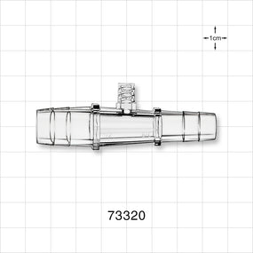 Straight Connector, Reducer, Barbed, Female Luer Lock Side Port, Clear - Fits 1/2 inch x 3/8 inch ID Tubing (0.5 inch x 0.375 inch, 12.7 mm x 9.53 mm) - 73320