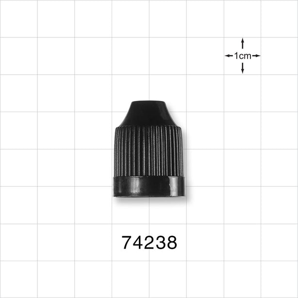 Ribbed Child Resistant Screw Cap, Black for 74225 and 74226 - 0.76 inch Diameter (19.4 mm) - 74238