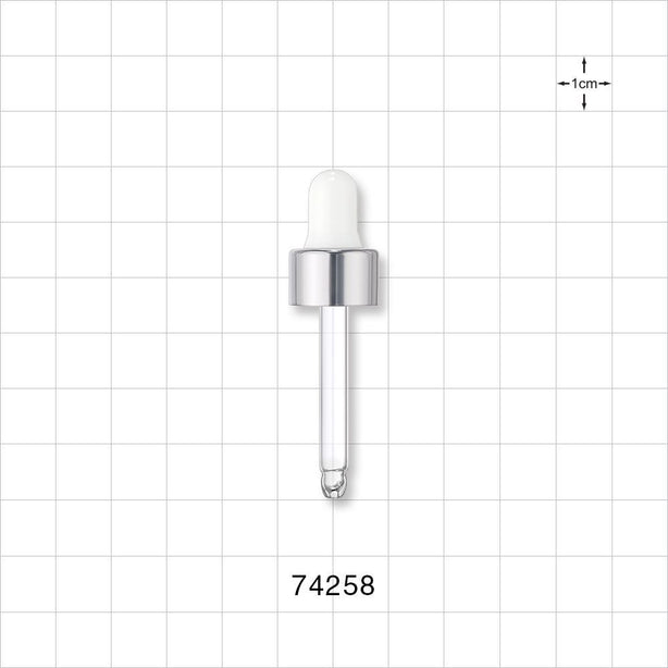 Dropper Cap, Metallic Silver/White for 74252, 74253, 74254 - Fits Neck Finish: 13/415 - 74258
