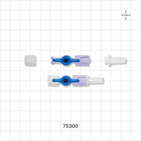 1-Way Stopcock, Female Luer Lock, Male Luer Slip with Spin Lock, Vented and Non-Vented Caps - 29 psi - 75300
