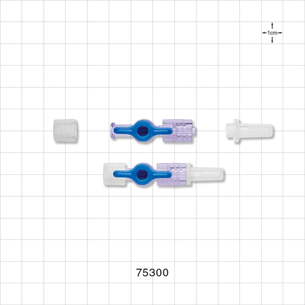 1-Way Stopcock, Female Luer Lock, Male Luer Slip with Spin Lock, Vented and Non-Vented Caps - 29 psi - 75300