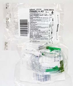ICU Medical Primary IV Administration Set LifeShield® Gravity 2 Ports 60 Drops / mL Drip Rate Without Filter 80 Inch Tubing - Case of 48 - 1266928-CS