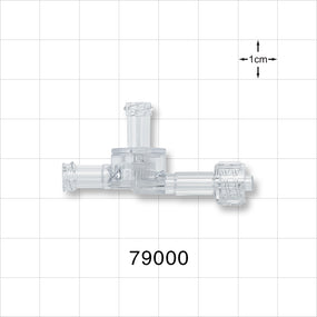 Dual Check Valve, Female Luer Lock Inlet, Male Luer Lock Outlet, Female Luer Lock Control Port - 3 psi CP - 79000