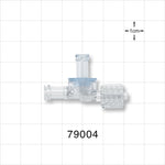 Dual Check Valve, Female Luer Lock Inlet, Male Luer with Swivel Nut Outlet, Female Luer Lock Control - 3 psi CP - 79004