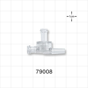 Dual Check Valve, Female Luer Lock Inlet, Tubing Port Outlet, Female Luer Lock Control Port - 0.18 inch - 0.215 inch OD (4.6 mm - 5.5 mm); 3 psi CP - 79008