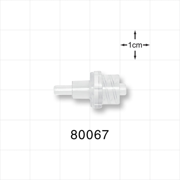 Check Valve, Tubing Port Inlet, Male Luer Lock Outlet - 0.124 inch OD (3.15 mm); Male Luer Lock Outlet; 0.143 psi CP - 80067