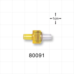 Duckbill Check Valve; Yellow Inlet, Clear Outlet - 0.105 inch ID (2.67 mm); 0.433 psi CP - 80091