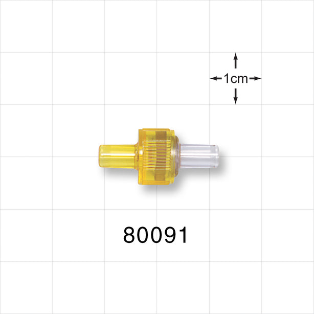 Duckbill Check Valve; Yellow Inlet, Clear Outlet - 0.105 inch ID (2.67 mm); 0.433 psi CP - 80091