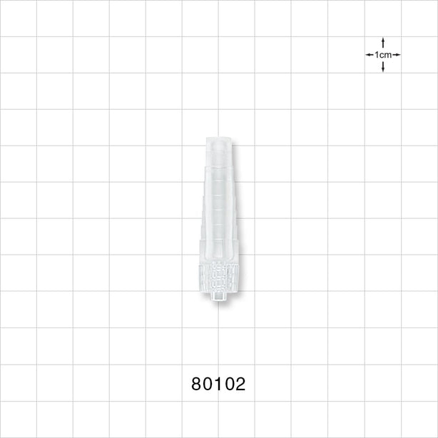 Male Luer Lock, Tubing Port, Clear - 0.216 inch ID/0.276 inch - 0.394 inch OD (5.48 mm/7.01 mm - 10.01 mm) - 80102