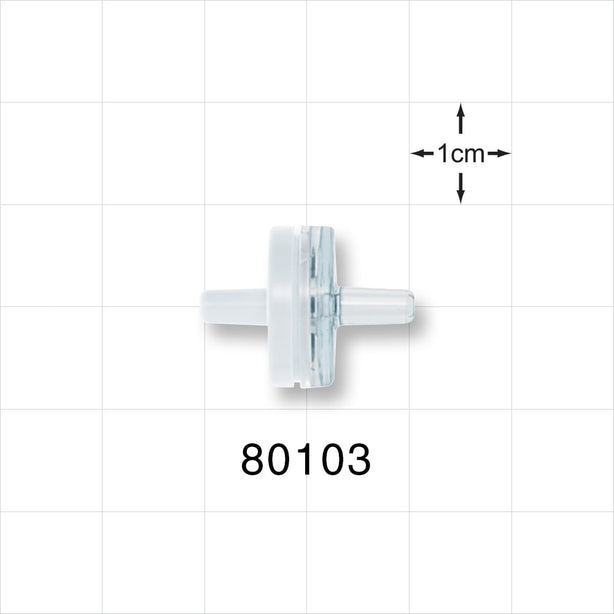 Check Valve, White Inlet, Clear Outlet - 0.13 inch - 0.138 inch OD (3.3 mm - 3.5 mm); 0 psi - 0.29 psi CP - 80103