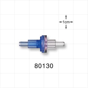 Check Valve, Blue Inlet, Clear Outlet - Fits 0.122 inch ID x 0.165 inch OD Tubing (3.1 mm x 4.2 mm); 0.014 - 0.087 psi CP - 80130
