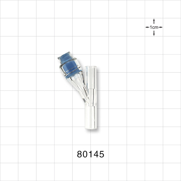Y Connector, Needleless Injection Site, Swabbable, Tubing Ports - 0.16 inch - 0.11 inch ID (4.06 mm - 2.79 mm) - 80145