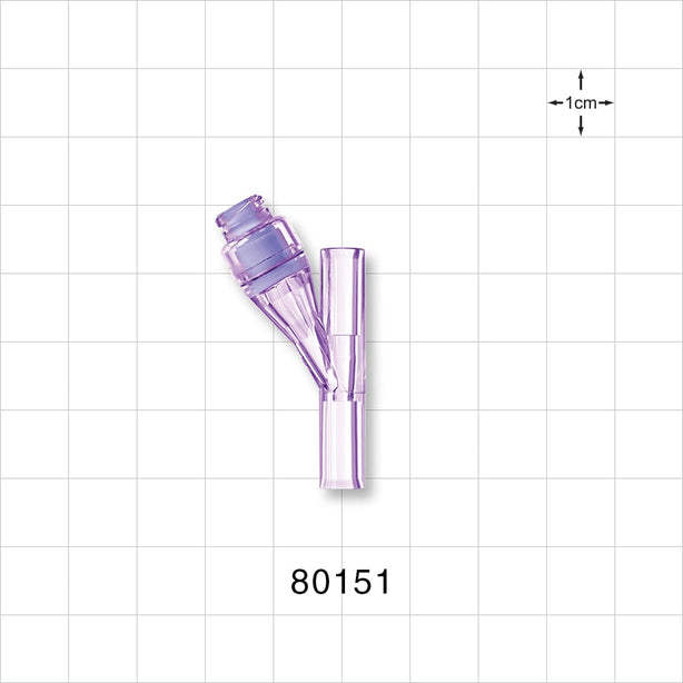 Y Connector, Needleless Injection Site, Swabbable, Female Luer Lock, Tubing Ports - 0.142 inch ID (3.61 mm) - 80151