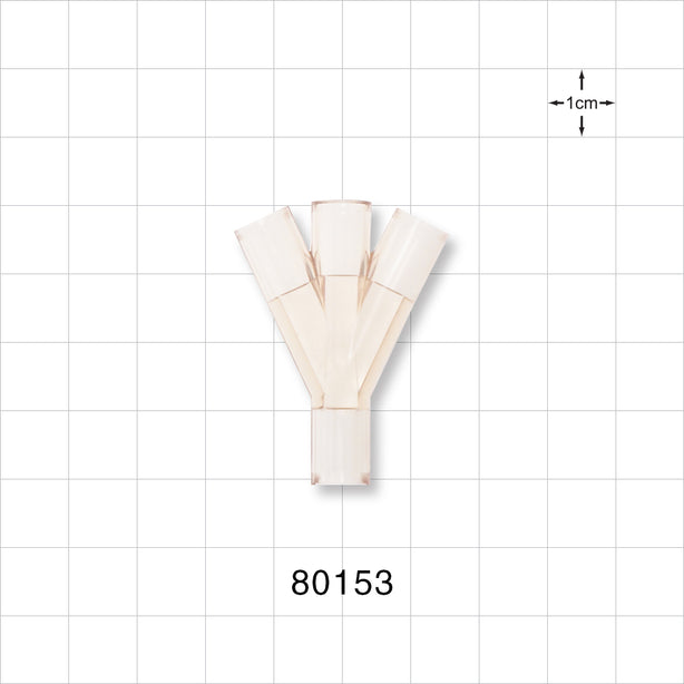 Y Connector, 4-Way, Tubing Ports, Natural - 0.268 inch ID (6.81 mm) - 80153