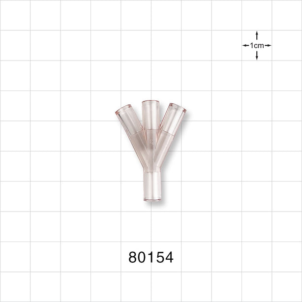 Y Connector, 3-Way, Tubing Ports, Natural - 0.161 inch ID (4.09 mm) - 80154