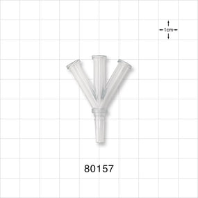 Y Connector, 4-Way, 3 Female Luer Locks, Male Luer Slip, Natural -  - 80157