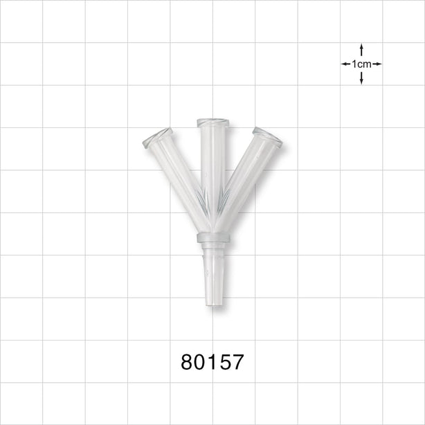 Y Connector, 4-Way, 3 Female Luer Locks, Male Luer Slip, Natural -  - 80157