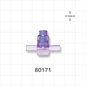T Connector, Needleless Injection Site, Swabbable, Female Luer Lock, Tubing Ports - 0.157 inch ID (3.99 mm) - 80171