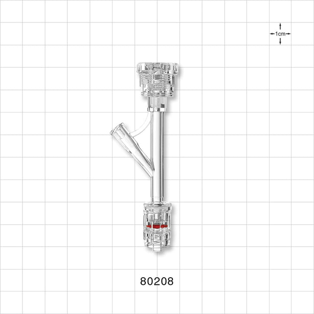 Hemostasis Valve Y Connector, Rotating Male Luer Lock, Female Luer Lock Sideport - 9 FR (0.118 inch, 3 mm) - 80208