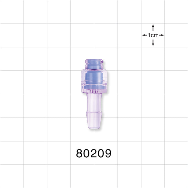 Needleless Injection Site, Swabbable, Female Luer Lock, Barb Connector - Fits 3/16 inch ID Tubing (0.188 inch, 4.76 mm) - 80209