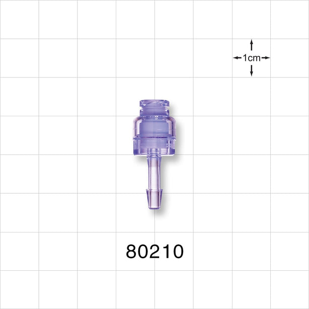 Needleless Injection Site, Swabbable, Female Luer Lock, Barb Connector - Fits 1/8 inch ID Tubing (0.125 inch, 3.18 mm) - 80210