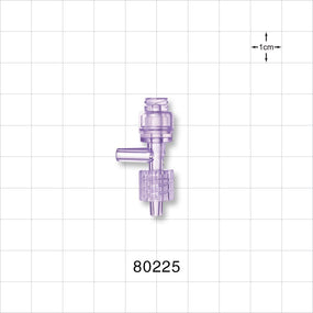 T Connector, Needleless Injection Site, Swabbable, Female Luer Lock, Male Luer with Spin Lock, Tubin - 0.088 inch ID (2.24 mm) - 80225