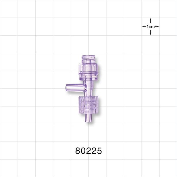 T Connector, Needleless Injection Site, Swabbable, Female Luer Lock, Male Luer with Spin Lock, Tubin - 0.088 inch ID (2.24 mm) - 80225