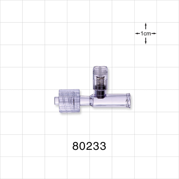 T Pressure Relief Valve, Female Luer Lock Inlet, Male Luer with Spin Lock Outlet - 32.3 psi - 39.4 psi CP - 80233